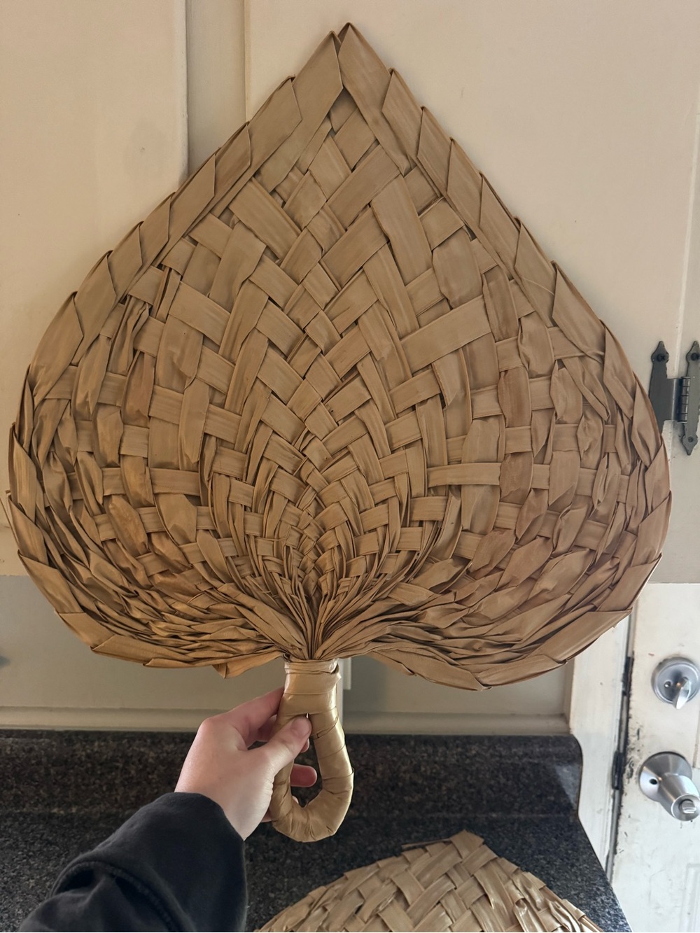 Vintage Boho Wall Hanging Set of 2 Hand Woven Straw Fans - Picture 5 of 9